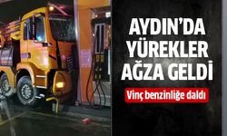 Aydın’da vinç benzinliğe daldı!