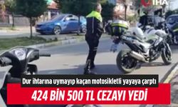 Dur ihtarına uymayıp kaçan motosikletli yayaya çarptı!