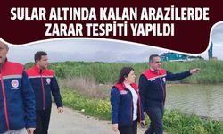 Sular altında kalan arazilerde zarar tespiti yapıldı