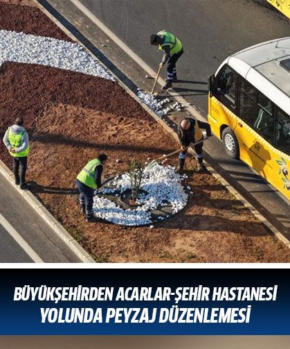 Büyükşehir Belediyesi'nden Acarlar-Şehir Hastanesi yolunda peyzaj düzenlemesi
