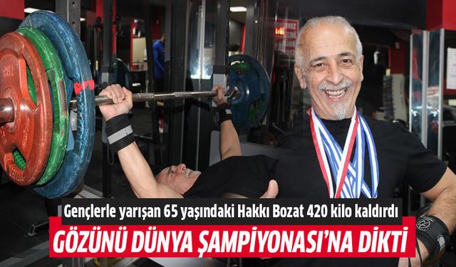 Rakip bulamayan 65 yaşındaki Hakkı Bozat 420 kilo kaldırdı