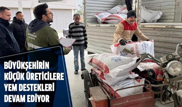 Büyükşehirin küçük üreticilere yem destekleri sürüyor