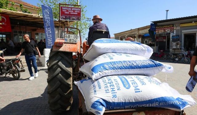 Büyükşehir'den Germencik'te küçük üreticilere yem desteği