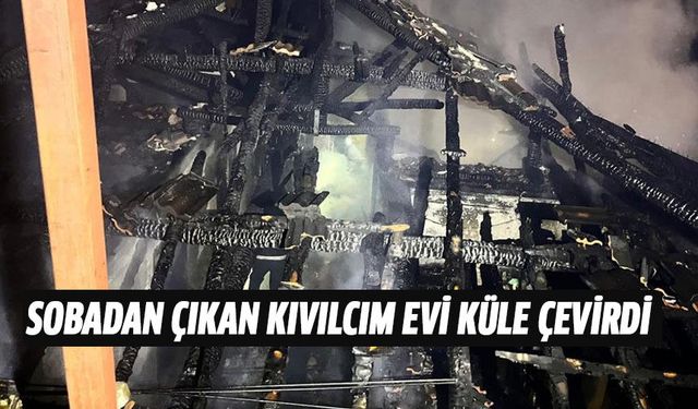 Sobadan çıkan kıvılcım evi küle çevirdi