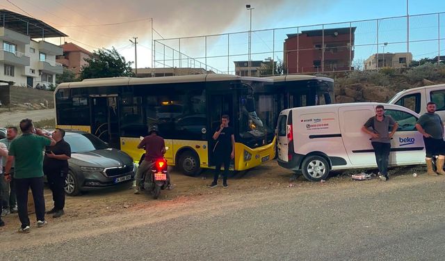 Aydın Büyükşehir otobüsleri tahliye için beklemede