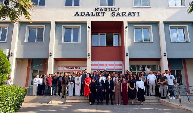 Nazilli Adliyesi’nde Murat Dilsiz ve Zeynep Mert Dilsiz’e veda