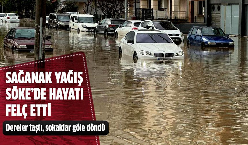 Söke'de dereler taştı, sokaklar göle döndü!